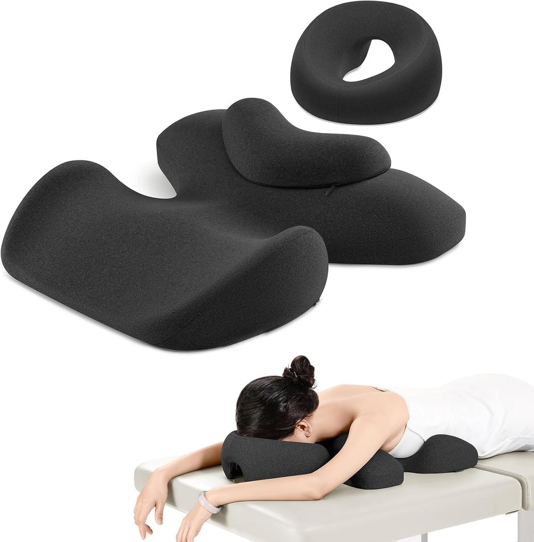 Prone Massage Pillow, a Chest and face Support Sleep Pillow, is Suitable for Massage, SPA and Sleep. It Comes with a Removable and Washable Cover, a Non-Slip Bottom (Dark Grey)