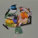 HUYIENO 5PCS Vivid Metal Birds Fence Decor Color Painted Outdoor Garden Natural Bird 2D Sculptures for Outdoor Fences, Patio, Garden and Bird Lovers