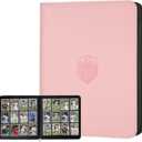 Trading Card Binder 12 Pocket, GERMUN PU Cover Card Binder for 720 Cards, Premium Trading Card Holder Folders, Double Sided Pocket Card Album for MTG, TCG (Pink)