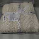 YnM Chunky Cotton Knit Throw Blanket, Cable Knit Throws for Bed Couch Sofa, Comfy & Relaxing, Decorative Piece for Farmhouse Modern Boho Rustic Scandinavian Chic Vibe, Cream White 60x80 Inches (Full / Queen)