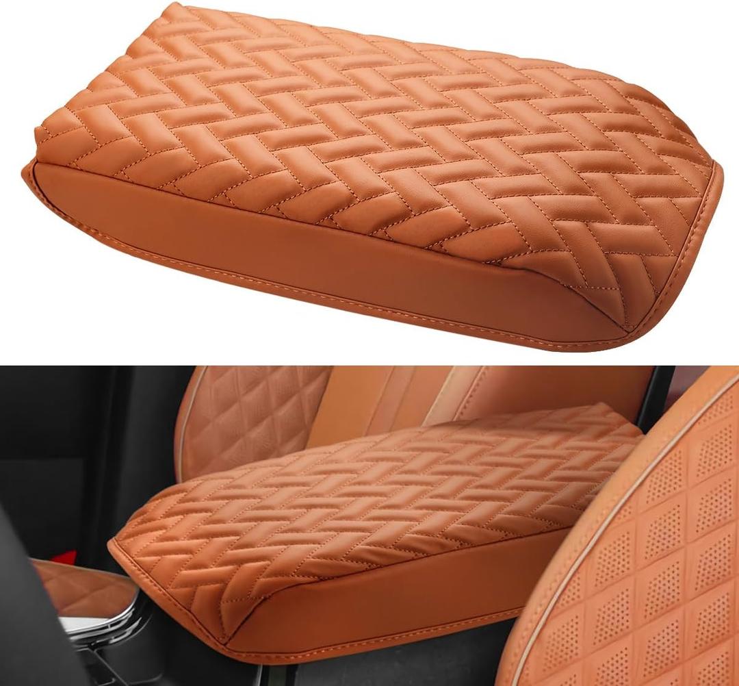 Center Console Cover Fit for Kia Sorento (MQ4) 2021 2022 2023 2024 2025 Armrest Cover Center Console Pad PU Leather Armrest Seat Box Cover Protector Sorento Accessories Anti-Scratch Orange