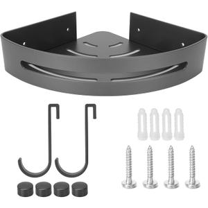 Kuuleyn Corner Shower Shelf, Aluminum Triangular Storage Rack Organizer, Gray