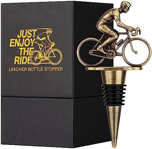 LKKCHER Bicycle Wine Bottle Stopper, Cute Wine Gifts for Men Women, Vintage Bicycle Cycling Gifts, Father Gifts Christmas Birthday Gifts for Rider Cyclist, Bronze Wine Saver, Wine Accessories