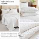 Sanracie Cotton Oversized King Bedspread(128"x120"),White Waffle Quilt Set 3Pcs Soft Lightweight Extra Large King Quilt Bedding Set,Farmhouse Coverlet Quilt Set Shabby Vintage Chic Bedding Set, Oversized King Plus
