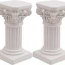 2Pcs White Roman Pillar Statues Greek Columns Candle Holder Mini Roman Pillar Greek Columns Mini Resin Decorations for Wedding Table Garden Home Decoration, 3.9" D x 7.5" W x 7.5" H