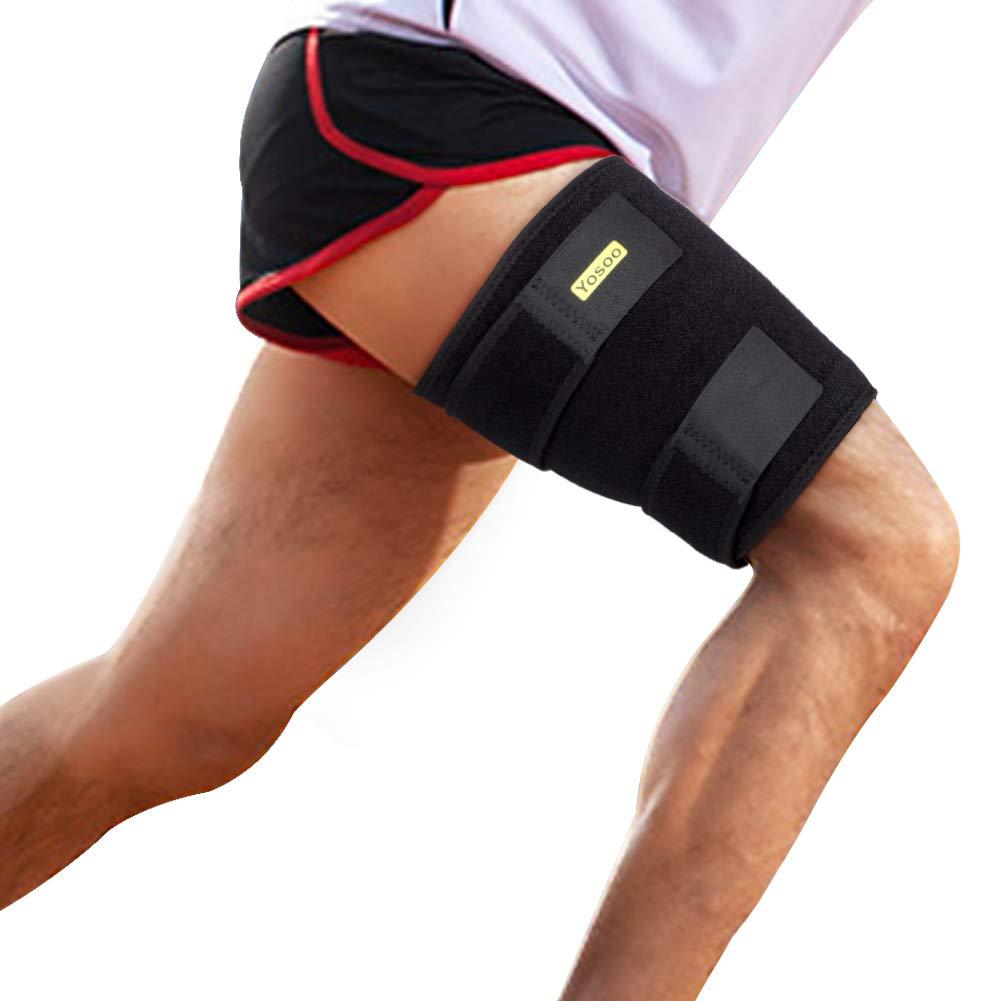 Thigh Support, Adjustable Compression, Thigh Brace Hamstring Wrap with Anti-Slip Silicone Strips for Men and Women Prevent Leg Sprains, Strains, Tendonitis Injury, Promote Recovery