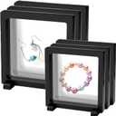 6pcs 3D Floating Frame Display Holder Stands, Challenge Coin Display Stand Holder Frames Transparent PE Jewelry Storage Box Large Suspension Frames for Medal, Medallion, Stamps