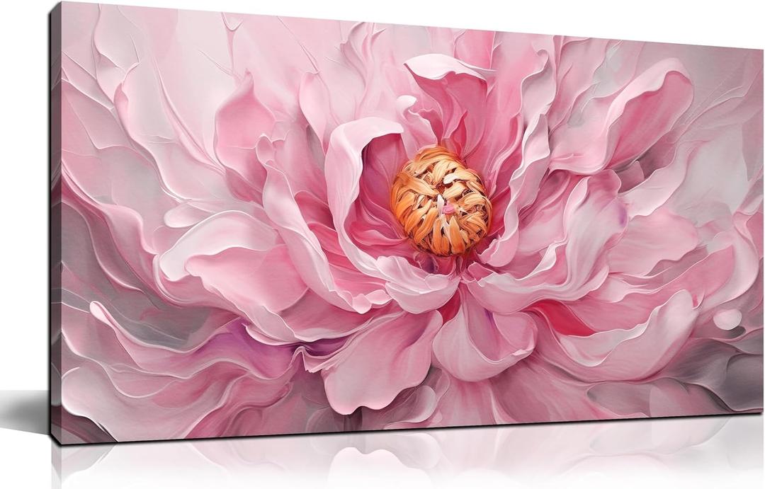 Prepeyssee Floral Wall Art for Living Room Pink Wall Art Large Botanical Artwork for Bedroom Office Teen Girl Room Decor Canvas Prints 20x40 Inch