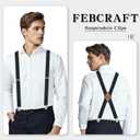 Suspenders for Men 1 Inch Wide,Strong Metal Clips with rubber,Men's Suspenders Xback pad Rubber Adjustable (Black)