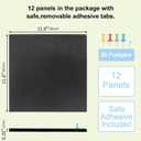 Large Cork Board Felt Wall Tiles, 47"x35" 12 Pack Felt Bulletin Board Pin Board with 48 Safe Removable Adhesive Tabs, 60 Push Pins, Alternative Cork Board for Walls Home Office (Black)