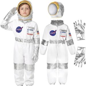 Kids Astronaut Costume Pilot Costume for Boys Girls Space Outfit for Halloween Dress Up (7-10 Years)