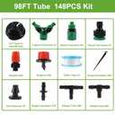 98FT Drip Irrigation System, Micro Garden Drip Irrigation System with 1/4 inch Tubing & Adjustable Misting Nozzle Sprinkler, Automatic Watering System for Greenhouse, Yard, Lawn, Plant