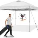 Explore Land 10x10 Pop Up Canopy with One Push Setup Heavy Duty Outdoor Sun Shade Tent for Beach,Camping,Events,Parties(White)