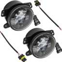 Pair 4 Inch 30W Round LED Fog Lights Motorcycle Driving Lamps Replacement for Jeep Wrangler JK TJ CJ 2007-2016