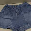 Cicy Bell Womens Summer Flowy Jean Shorts Button Up High Waisted Wide Leg Denim Skort with Pockets M