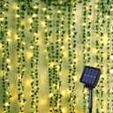 ANGMLN Solar Vine String Lights, 66Ft 200 Led Outdoor Fairy Lights with Ivy, 8 Modes Waterproof Artificial Plant Leaf Garland for Balcony Patio Wedding Garden Yard Fence Wall Apartment Outside Decor