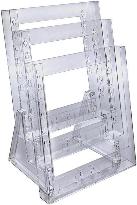 Azar Displays 252304 Three-tier Letter Size Counter Modular Brochure Holder, 2-Pack, clear