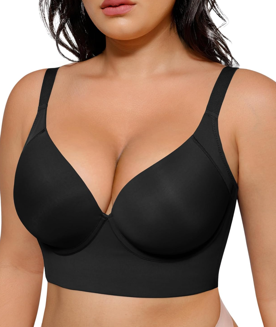 SHAPELLX Back Smoothing Bras for Women Push Up Underwire Comfortable Bralettes Side Support Bras 36/80F