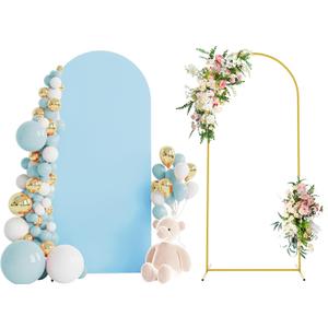 Wokceer 6 FT Wedding Arch Stand and Arch CoverMetal Arch Stand with Arch Stand Cover for Birthday Party Wedding Ceremony Bridal Baby Shower Event Decor, Blue, DoorCover 0.8M-Dusty Blue-K
