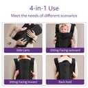 Ergonomic Baby Carrier with Adjustable Strap,4-in-1 Newborn to Toddler Carrier,Breathable Mesh Baby Carrier for Summer,Compact for Travel & Outdoor Adventures,Ideal for Infants 0-3 Years (Black -2)