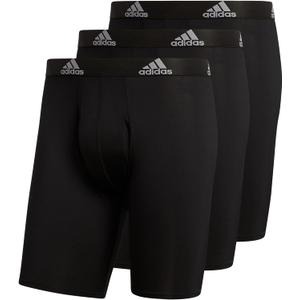 adidas Men's Performance 3-Pack Long Boxer Brief, Underwear Boxer Briefs - 3-Pack Long Men's Underwear Pack (Black/Light Onix Grey/Performance)