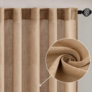 MIULEE Linen Curtains 90 Inch Long for Bedroom Living Room, Soft Thick Linen Textured Window Drapes Semi Sheer Light Filtering Back Tab Rod Pocket Burlap Look Aqua Decor, 2 Panels (52"W x 90"L (Pack of 2))