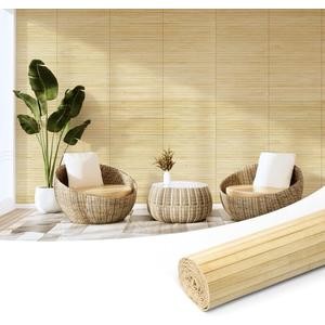 Art3d Natural Bamboo Wall Panel for Interior Wall Decor, Renewable Pole Wrap Wainscoting Paneling for Wall Ceiling Furniture Cabinet Office, 12 x 96 Inch - Raw
