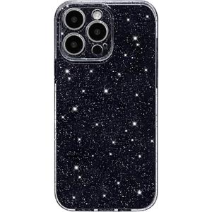 Hython Case for iPhone 12 Pro Max Case Glitter Cute Sparkly Shiny Bling Sparkle Phone Cases 6.7", Thin Slim Fit Soft TPU Bumper Shockproof Rubber Protective Cover for Women Girls Girly, Black
