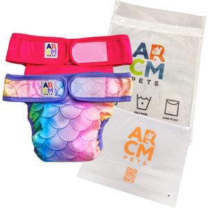 ARCM Pets No Tail Hole Washable Pet Diapers, Dog Diapers Female & Baby Goat Diapers-Ultra Absorbent, Premium Doggie Diapers & Adjustable Waist Diapers for Small Dogs (Pink)