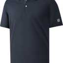 Mens Golf Shirt Short Sleeve Moisture Wicking Dry Fit Performance Solid Casual Pique Collared Golf Polo Shirts for Men (Blue, L)