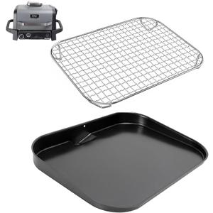 OG701 Grill Griddle Plate and Rack for Ninja XSKGRDPLT Woodfire OG700 Series, Heavy-Duty Non-Stick Griddle Pan with Oil Hole, Ninja Grill Flat Top Griddle Plate Accessories, 2-Pack for OG700