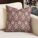 Amor Virisso Floral Pillow Covers 18x18 Inch Farmhouse Block Print Pillow Cover Accent Square Neutral Modern Decorative Throw Pillow Covers for Living Room Couch Bed Sofa Chair, Brown