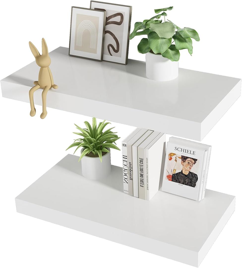 LitaEtherFloating Shelves Set of 2 for Wall, Bathroom Shelves Wall Mounted for Living Room Kitchen, Bedroom, Bathroom Storage Over Toilet, Home Decor (11.4" D x 23.6" W x 2" H)