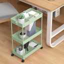 SPACELEAD 3 Tier Rolling Cart with Wheels, Storage Craft Art Trolley Organizer Serving, 3 Hanging Baskets Easy Assembly, for Office, Living Room, Kitchen, Green