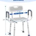 Shower Chair for Inside Shower with Back and Arms, 330 lb Heavy Duty Adjustable Bath Chair with Padded Armrests, Non-Slip Shower Seat for Seniors, Elderly and Disabled