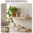 Floating Shelves for Wall - Solid Pine Wood Wall Shelf - Bathroom Shelves - Wall Shelves for Bedroom - Floating Shelf for Wall Mounted Shelves - 24x6.7x1.2 inch - Set of 2 (Natural Color)