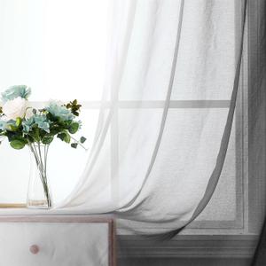 G2000 Sheer Curtains 63 Inch Length Grey and White Ombre Drapes for Bedroom and Living Room Windows, Light Filtering Grommet Curtains for Patio Sliding Glass Door, 2 Panels Set