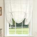 LazBlinds Tie Up Curtains, Linen Privacy Thermal Insulated Balloon Roman Shade Bathroom Window Curtain, Adjustable Rod Pocket Drape for Kitchen, Living Room, Bedroom (25" W x 47" L, White)