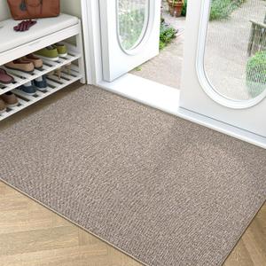 LUMI Ultra Thin Door Mat for Entryway, Low Profile Non Slip Rubber Backing Indoor Doormat, Easy Clean Welcome Entrance Mat for Inside House, Patio,Beige 32"x48"