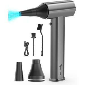 RAYBAO Snow Whiz Turbo Blower, 130000RPM HighSpeed Cordless Mini Snow Blower Air Duster, 4Gear Jet Dry Blower for Light Snow, Computer Keyboard, Car & Outdoor Cleaning, Dark Gray