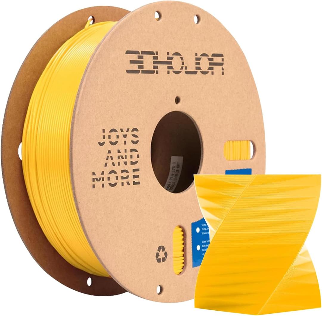 3DHoJor PLA High Speed Printer Filament 1.75mm 1kg Cardboard Spool (2.2lbs) Rapid PLA to 5X Faster Printing Filament Dimensional Accuracy +/- 0.02 mm Fits for Most FDM 3D Printer-Yellow