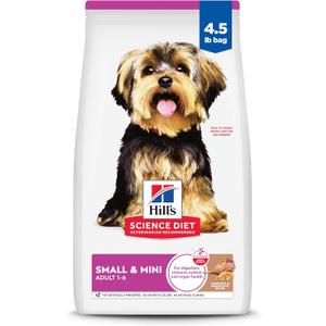 Hill's Science Diet Adult 1-6 Small & Mini Dry Dog Food, Lamb Meal & Brown Rice, 4.5 lb. Bag (EXP 02/28/27)