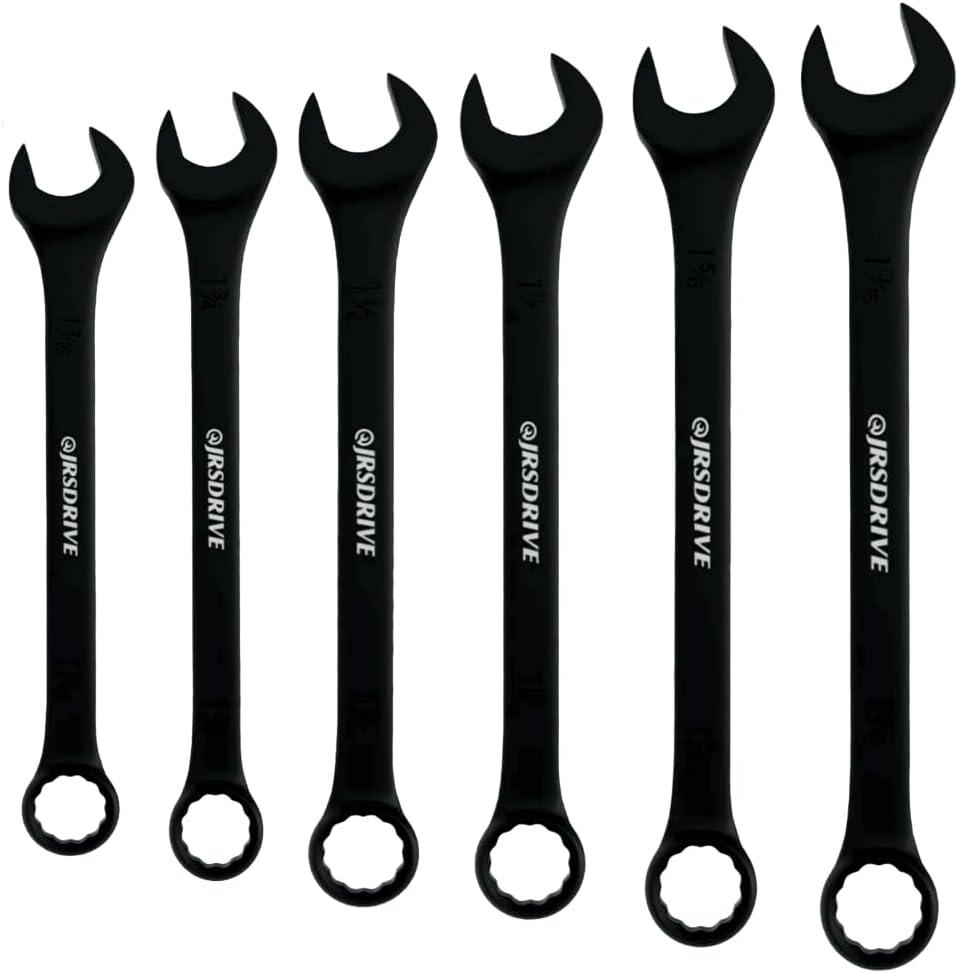 Jumbo Combination Wrench Set, 6 Piece Metric Sizes 34 to 50 MM, Heavy Duty CR-V Steel Construction, Industrial Grade Spanner Kit for Automotive, Workshop & Mechanical Use