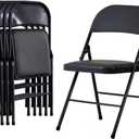 Black Folding Chairs with Padded Cushion and Back, Foldable Indoor Outdoor Chairs with 330-LBS Capacity, Portable Heavy Duty Metal Frame Commercial Seat for Kitchen, Party, Events, Wedding