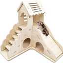 Sirvarni Hamster Hideout Cage Accessories - Hamster House and Habitat Wooden Hide Hut with Climbing Ladder and Slide for Dwarf Gerbils and Mouse Mice Rat Other Small Animals etc.