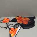 Women's 3 Piece Bikini Set Floral Tie Back Halter Swimsuit with Cover Up Top Beachwear (Large, Black)