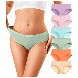 OLIKEME Womens Underwear Cotton Hipster Panties Low Rise No Show Briefs Soft Stretch Breathable Ladies Panties 6 Pack, L
