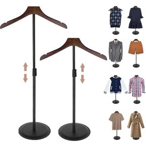 2 Pack Shirt Display 35" Height Adjustable Shoulder Stand Shirt Rack, T Shirt Display Stand for Shops, Steaming Clothes Holder, Black