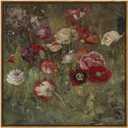InSimSea Square Framed Canvas Wall Art, Large Decor A Bed of Poppies Paintings, Classical Floral Wall Pictures for Bedroom Bathroom Living Room, Canvas Prints Vintage Home Decor 24"x24"