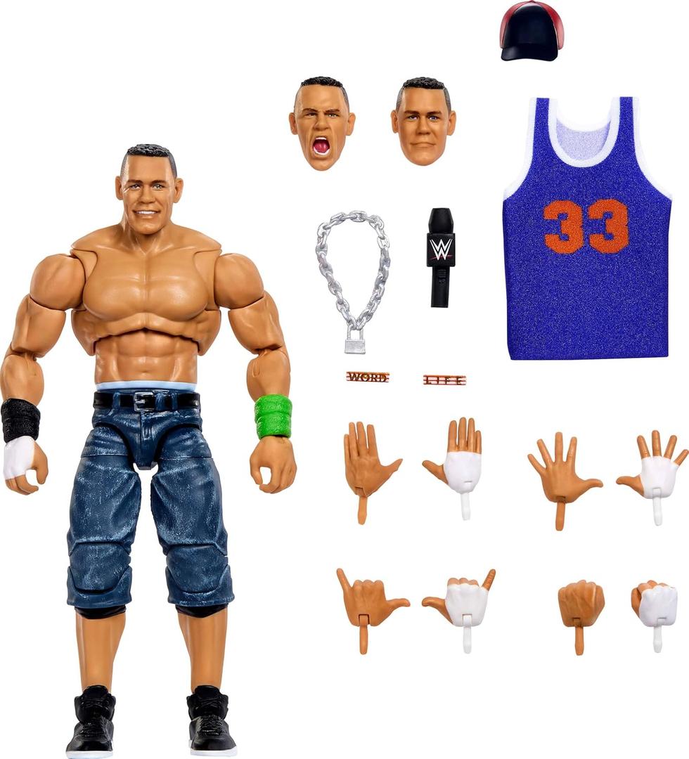 Mattel WWE Ultimate Edition John Cena 6-inch Action Figure & Accessories Set, 10+ Pieces Include Swappable Heads & Hands